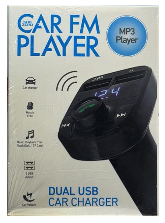 SUBZERO DUAL USB CAR CHARGER FM65 PLAYER / MP3 PLAYER