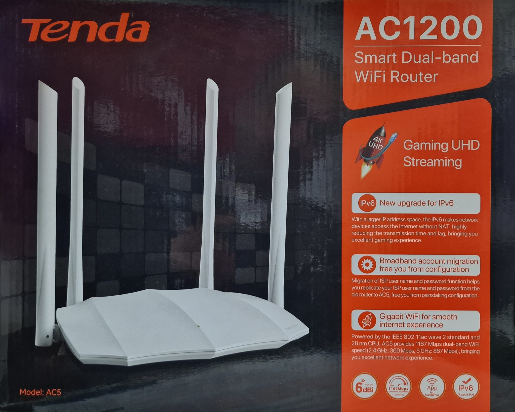 TENDA AC5 AC1200 SMART DUAL-BAND WİFİ ROURTER